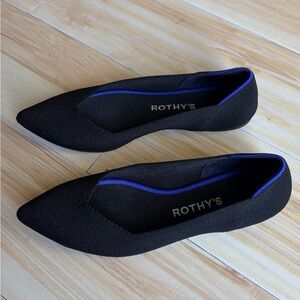 Rothy's Black Flats with Blue Accent